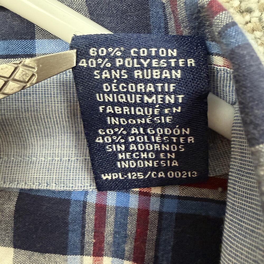 Chaps Shirt Mens Large Blue Red Plaid Short Sleeve Preppy Eclectic Grandpacore - Picture 7 of 14
